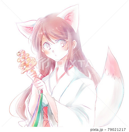 狐の神使の女の子イメージのイラスト素材