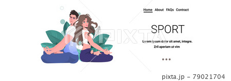 man woman sitting lotus pose online training healthy lifestyle concept couple doing yoga exercises 79021704