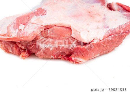 piece of raw pork on a white background. isolated.  79024353