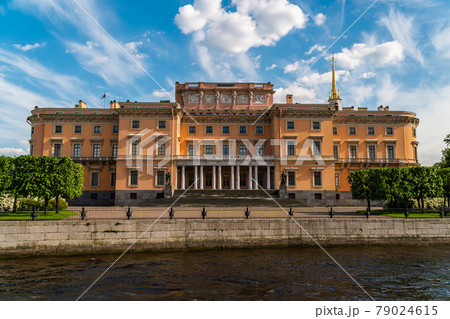 Russia. Saint-Petersburg. June 5, 2021. The Engineering Castle is the former imperial palace of Emperor Paul I in the center of St. Petersburg on a sunny summer day. 79024615
