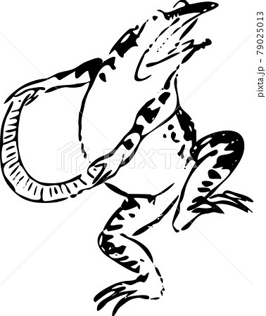鳥獣戯画 びんささらを持って踊る蛙のイラスト素材