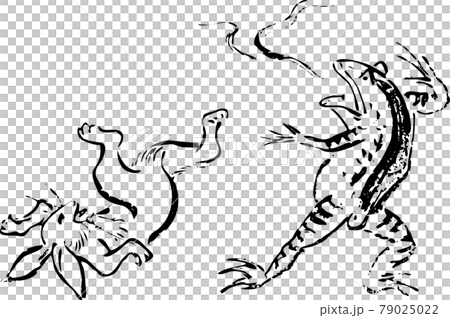 鳥獣戯画：うさぎを投げ飛ばす蛙 79025022