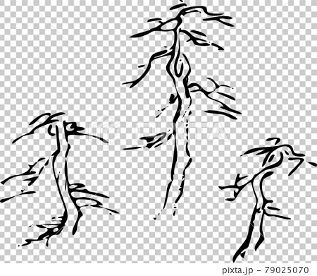 鳥獣戯画 三本の枯れ木2のイラスト素材