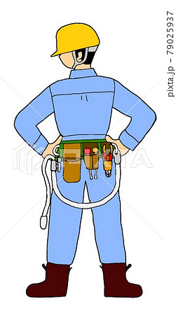 電気工事士の後ろ姿のイラスト素材