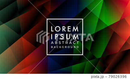Random geometric pattern vector illustration. Dark multicolor gradient. Abstract patch background design template. Black green red orange blue 79026396