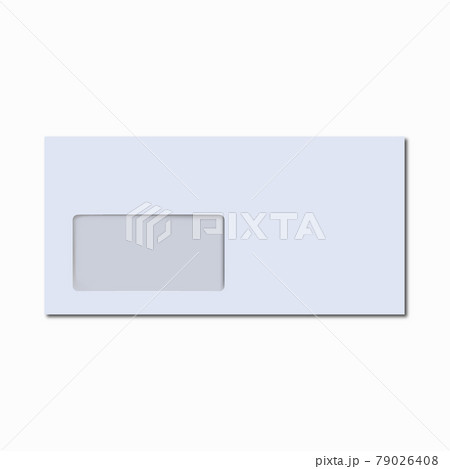 Rectangular white envelope with transparent address window. Envelope mockup isolated on a white background. Vector realistic illustration with shadows. 79026408