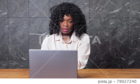 African-American businesswoman talks having video call 79027240