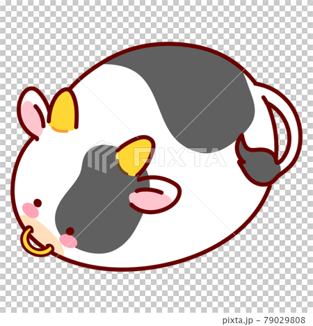 シンプルで可愛いまん丸な牛のイラスト 主線あり シンプルで可愛いまん丸な牛のイラスト 主線あり 79029808