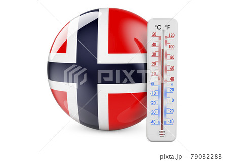 Thermometer with Norwegian flag. Heat in Norway concept. 3D rendering 79032283