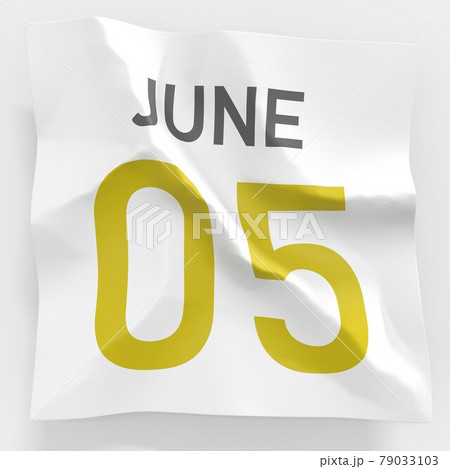 June 5 date on crumpled paper page of a calendar, 3d rendering 79033103