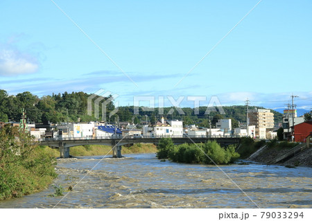 台風一過の天竜川(長野県伊那市)	 79033294