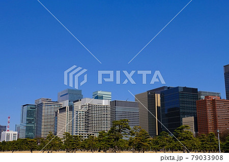 皇居前広場から見る大手町ビル群 79033908