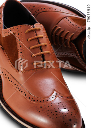 Men's brown brogue leather shoes 79033910