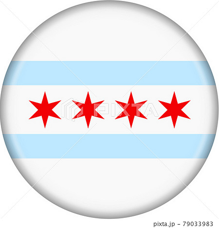Button illustration City of Chicago flag isolated on a white background with clipping path Button illustration City of Chicago flag isolated on a white background with clipping path 79033983