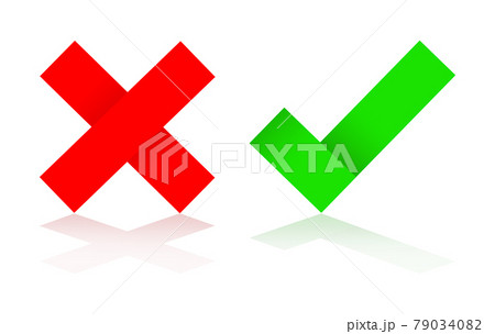 No and yes tick cross checkmark on white with reflection No and yes tick cross checkmark on white with reflection 79034082