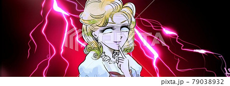 70年代少女漫画稲妻背景金髪ホステス風美女白目でブチギレ 79038932