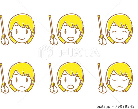 説明する女性の顔アイコン_フラット黄ボブ 79039545