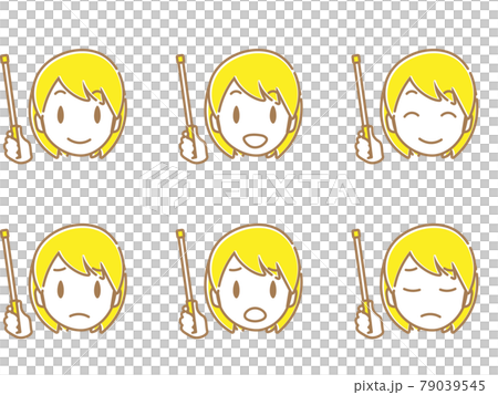 説明する女性の顔アイコン_フラット黄ボブ 79039545