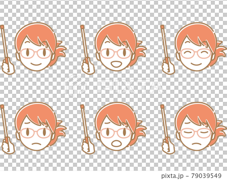 説明する女性の顔アイコン_フラット赤めがね 79039549