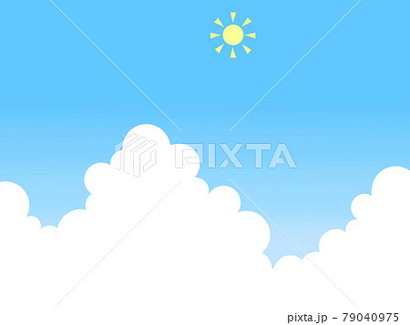 青空と太陽と白いもくもくの雲 入道雲 夏の空のイラスト素材