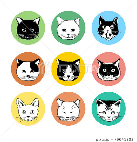 猫のアイコンセット ベクターイラスト素材 79041303