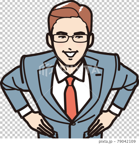 腰に手を当てるビジネスマンB　俯瞰 79042109