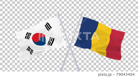 韓国とルーマニアの国旗 韓国とルーマニアの国旗 79043484