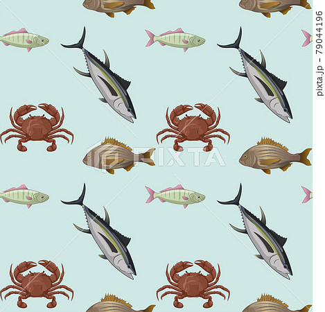Sea wildlife themes Seafood and fish pattern 79044196