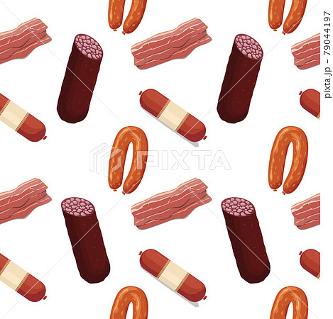 Vector meat and sausages icons pattern or back ill 79044197