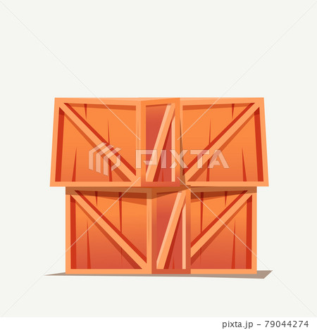 Wooden box cartoon illustration. Pallets fruits and vegetables transportation container, drawers and empty wood crates, cargo distribution pack. Delivery wooden box and parcels, cargo, logistic 79044274