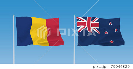ニュージーランドとルーマニアの国旗のイラスト素材