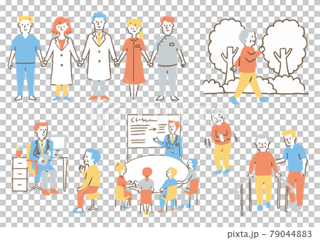 医療機関の人たちと患者_セット 79044883