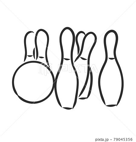 Bowling Skittles And Ball Sketch Vector のイラスト素材