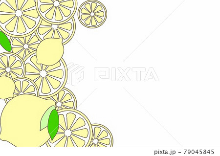 フレッシュレモンのかわいい黄色の背景イラストのイラスト素材
