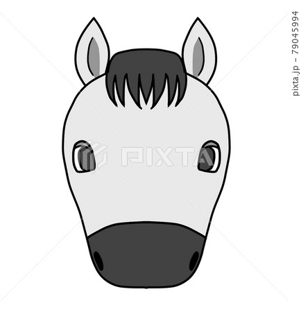 グレーの馬 顔のみのイラスト素材