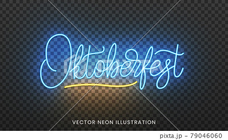 Oktoberfest lettering neon sign. Bright billboard with custom typography for Oktoberfest Oktoberfest lettering neon sign. Bright billboard with custom typography for Oktoberfest 79046060