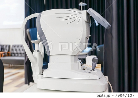 Ophthalmology clinic equipment Slit lamp examination. Biomicroscopy, non-mydriatic retinal camera, phoropter. Ophthalmology clinic equipment Slit lamp examination. Biomicroscopy, non-mydriatic retinal camera, phoropter. 79047107