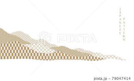 Mountain forest background with geometric pattern vector. Abstract landscape background with Japanese graphic design in vintage style. Mountain forest background with geometric pattern vector. Abstract landscape background with Japanese graphic design in vintage style. 79047414