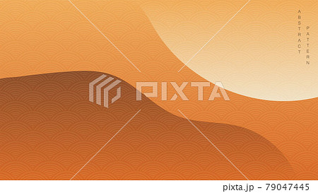 Abstract art background with curve elements vector. Natural landscape banner design with Japanese pattern in vintage style. 79047445