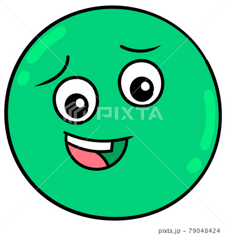 green ball head smiling happy expression, doodle icon drawing green ball head smiling happy expression, doodle icon drawing 79048424
