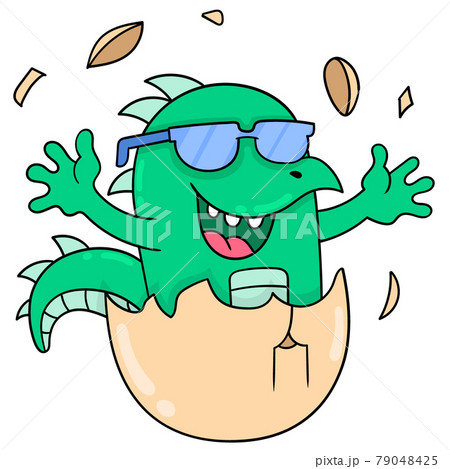 dinosaurs were born from a big egg, doodle icon image kawaii 79048425
