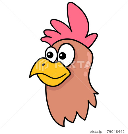 the head of a rooster with a fierce face, doodle icon drawing the head of a rooster with a fierce face, doodle icon drawing 79048442