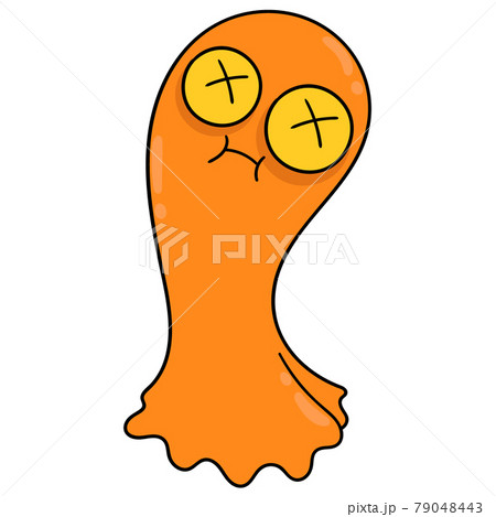 the ghost of the purple cloth blanket has a scary face with big eyes, doodle icon drawing the ghost of the purple cloth blanket has a scary face with big eyes, doodle icon drawing 79048443