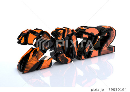 3D number 2022 with the effect of breaking into fragments 3D number 2022 with the effect of breaking into fragments 79050164