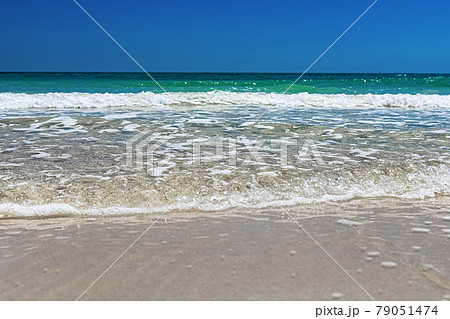 Wonderful view of the lagoon, seashore, white sand beach and blue sea. Djerba Island, Tunisia 79051474