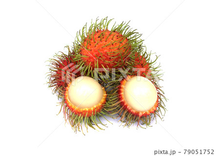 Rambutan, a popular fruit in Thailand, has a sweet taste, isolated on a white background. 79051752