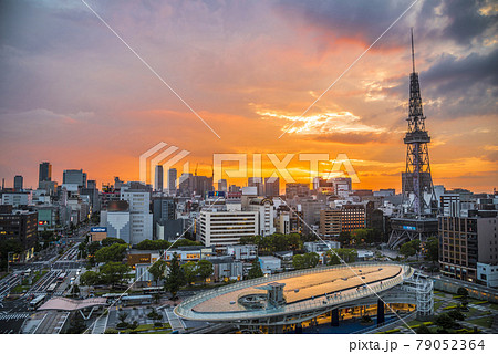 《愛知県》名古屋都市風景　栄の夕景 79052364