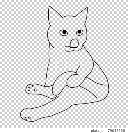 Line drawing illustration of a cat sticking out his tongue during grooming Line drawing illustration of a cat sticking out his tongue during grooming 79052666