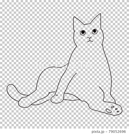 Line drawing illustration of an uncle sitting cat Line drawing illustration of an uncle sitting cat 79052696