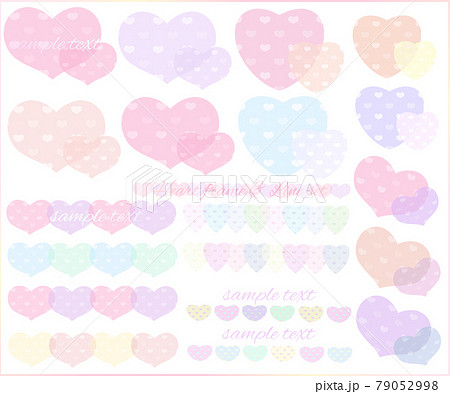 ハートフレームとラインイラストセットのイラスト素材